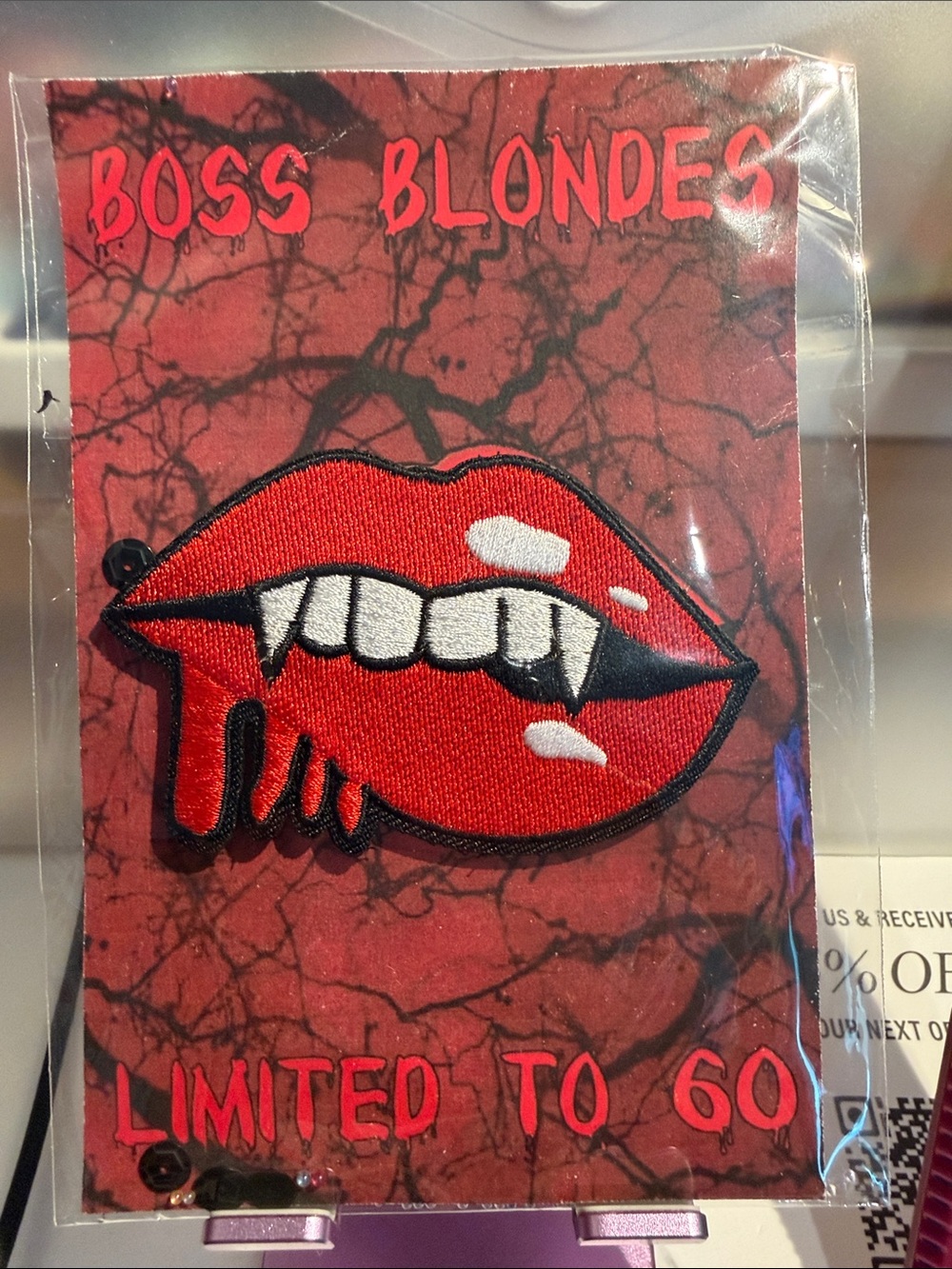 Boss Blondes Red Vampire Lip Embroidered Velcro-backed Morale Patch